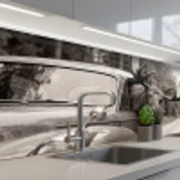 Eland - Auto - Gewei - Zwart - Wit keuken achterwand 2 middel -3d_schuin