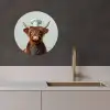 Schotse Hooglander - Bruin - Hoorns - Kokskleding KitchenYeah - Keuken - Wandcirkel Forex klein -sfeer1