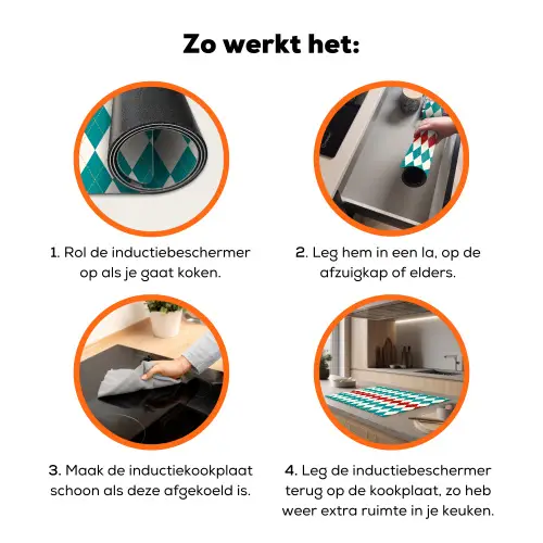 Illustratie - Ruiten - Rood - Groen Inductie beschermer vinyl 3mm klein 276 -zzzzzzz-td-werking