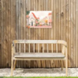 Bloemen - Huizen - Dorp Tuinposter op houten frame 2 cm dik klein -sfeer4
