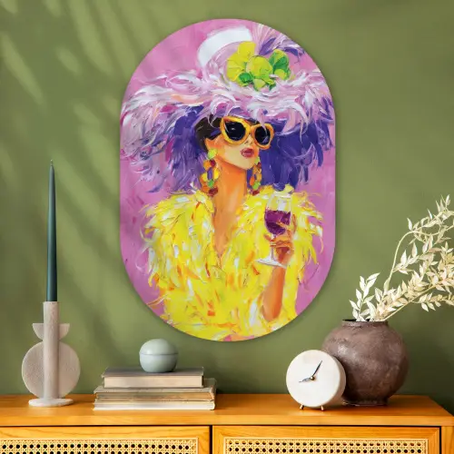Zonnebril - Vrouw - Jas - Veren Wandcirkel Ovaal Glas middel -sfeer2