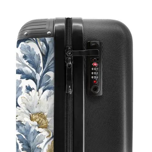 Barok bloemen patroon blauw NBS - Handbagage koffer - Kinderen Unisex middel -slot