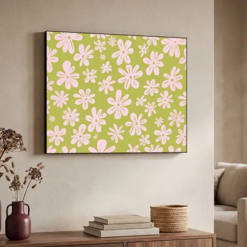Bloemen - Roze - Getekend - Patroon Textielframe - compleet frame klein -sfeer3