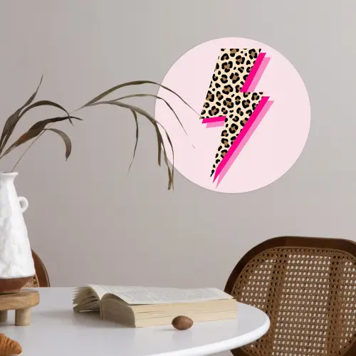 Stippen - Roze - Bliksem Wandcirkel behangsticker klein -sfeer3