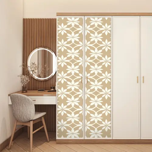 Bloemen - Patroon - Beige deurposter klein 289 -sfeer3