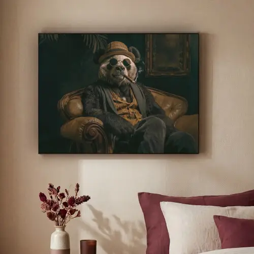 Panda - Hoed - Bril - Pak Textielframe zwart klein -sfeer1