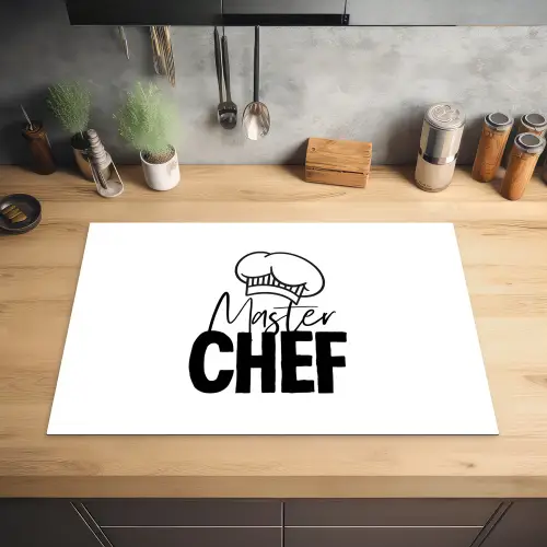 Keuken - Koken - Bakken - Chef - Master Chef - Kok - Tekst Inductie beschermer vinyl 3mm klein -sfeer5