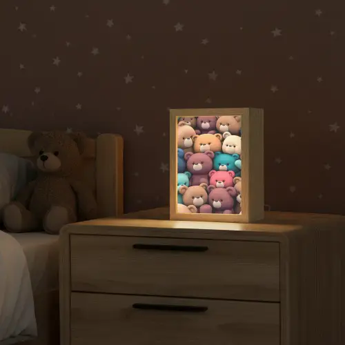 Knuffelbeer - Knuffel - Roze - Blauw - Bruin - Kind Light Box met kabel klein -sfeer1_kind