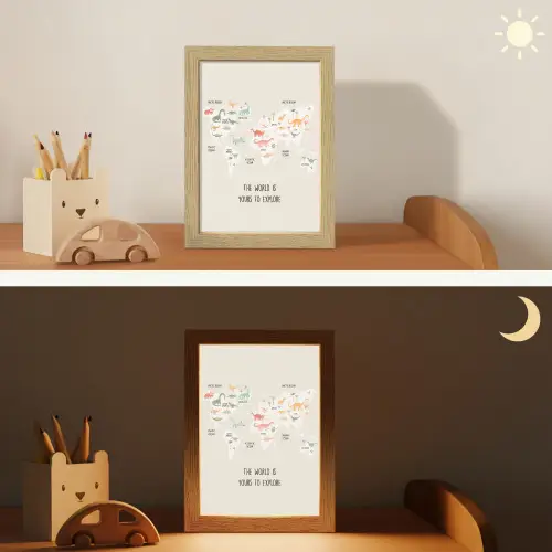 Wereldkaart - Kinderen - Jongens - Dino - Quote Light Box met kabel klein -sfeer3_kind
