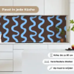 Kronkelende lijnen - Blauw - Bruin - Minimalistisch keuken achterwand 2 middel 871 -sfeer4_DE