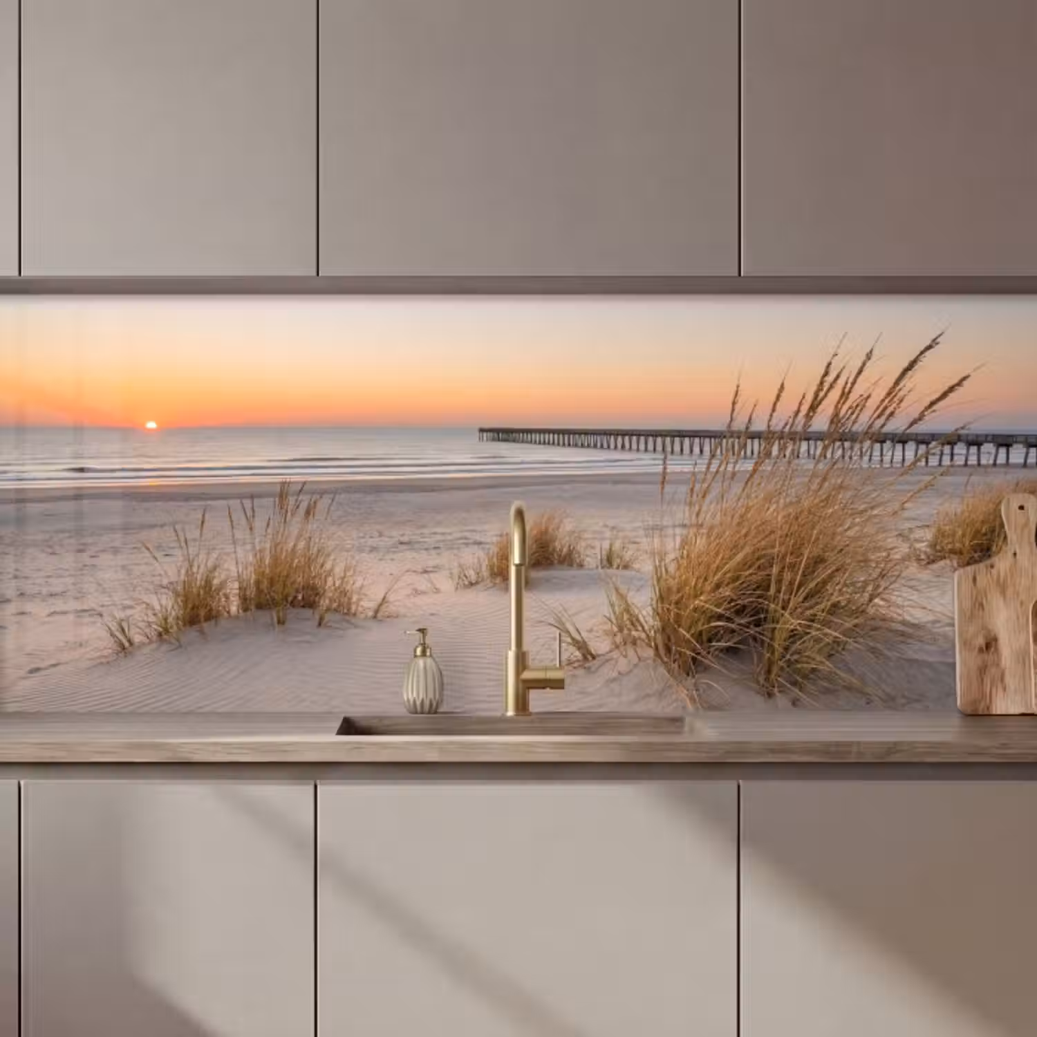 Küchenrückwand - Pier - Sonnenuntergang - Strand