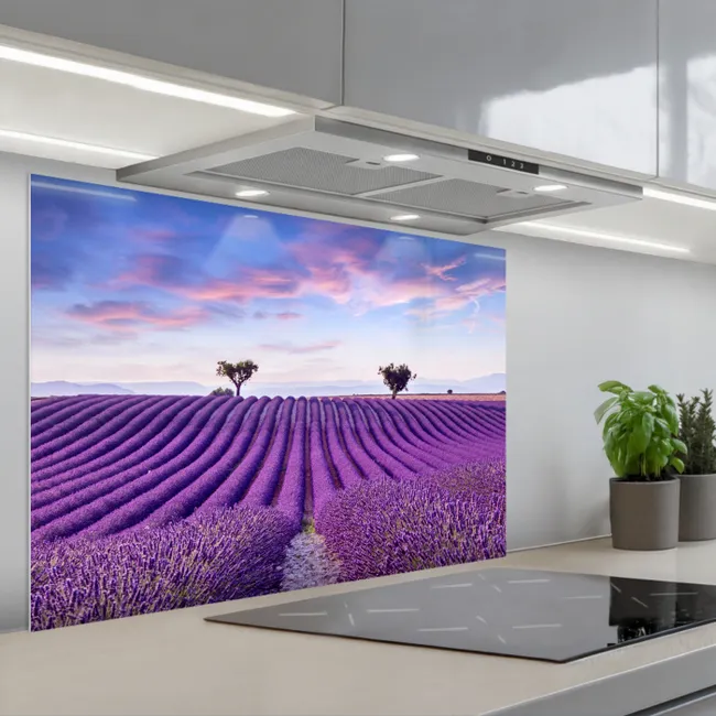 Spritzschutz Küche - Lavendel - Natur - Lila - Bäume - Blumen