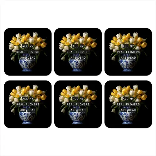 Quotes - Bloem - Tulp - Geel onderzetter kurk middel -3d