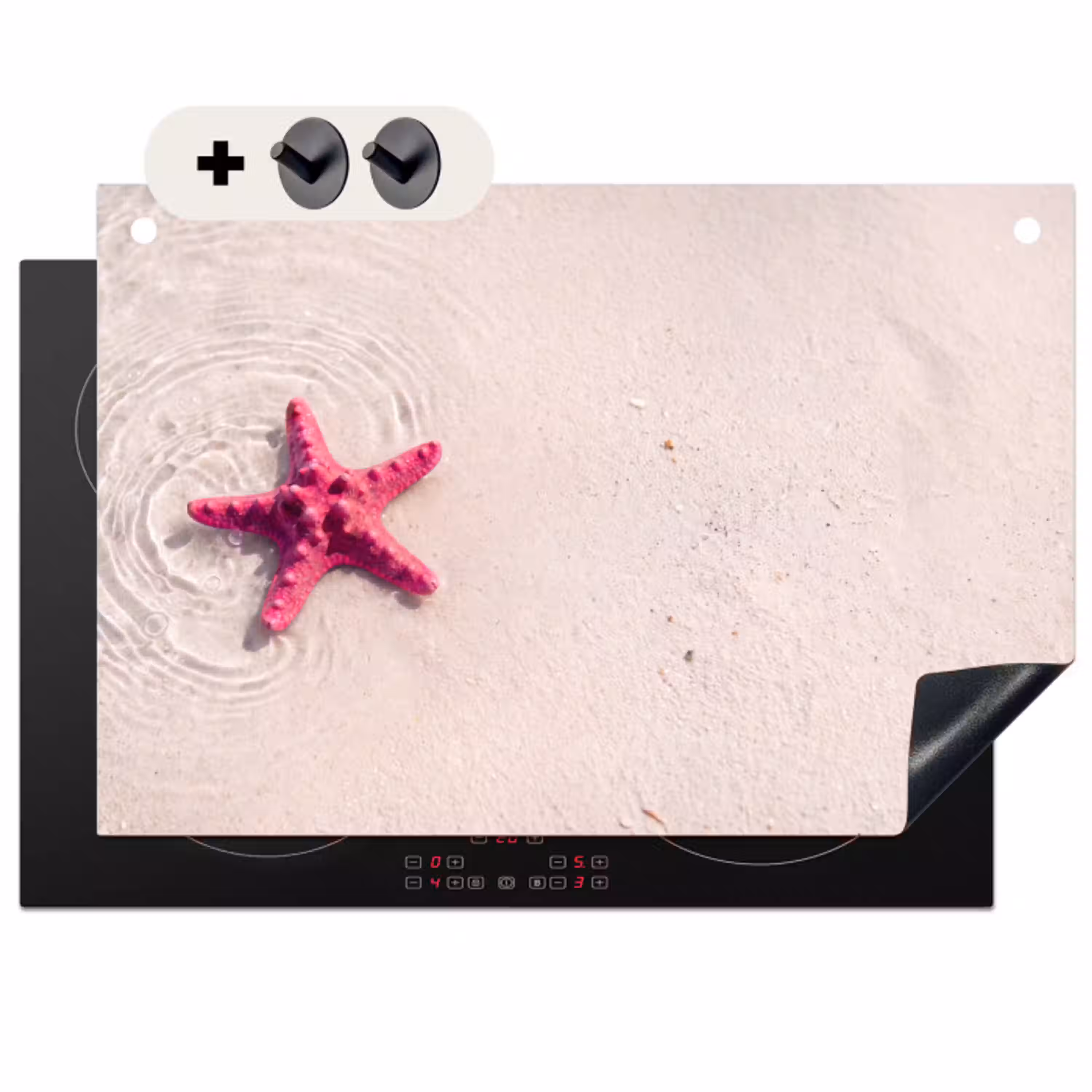 Zeeleven - Zeester - Strand - Roze - Water Inductie beschemer met haakjes klein -3d