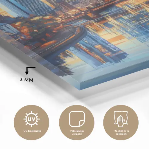 Zonsondergang Frankfurt - Stad - Skyline - Water plexiglas 5mm klein -sfeer2