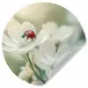 Lieveheersbeestje - Bloemen - Wit Wandcirkel behangsticker klein -3d