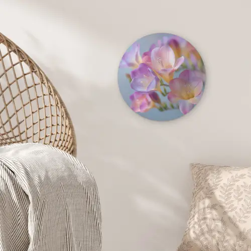 Bloemen - Paars - Overloop - Meeldraden Akoestische PET Vilt - Rond klein -sfeer4