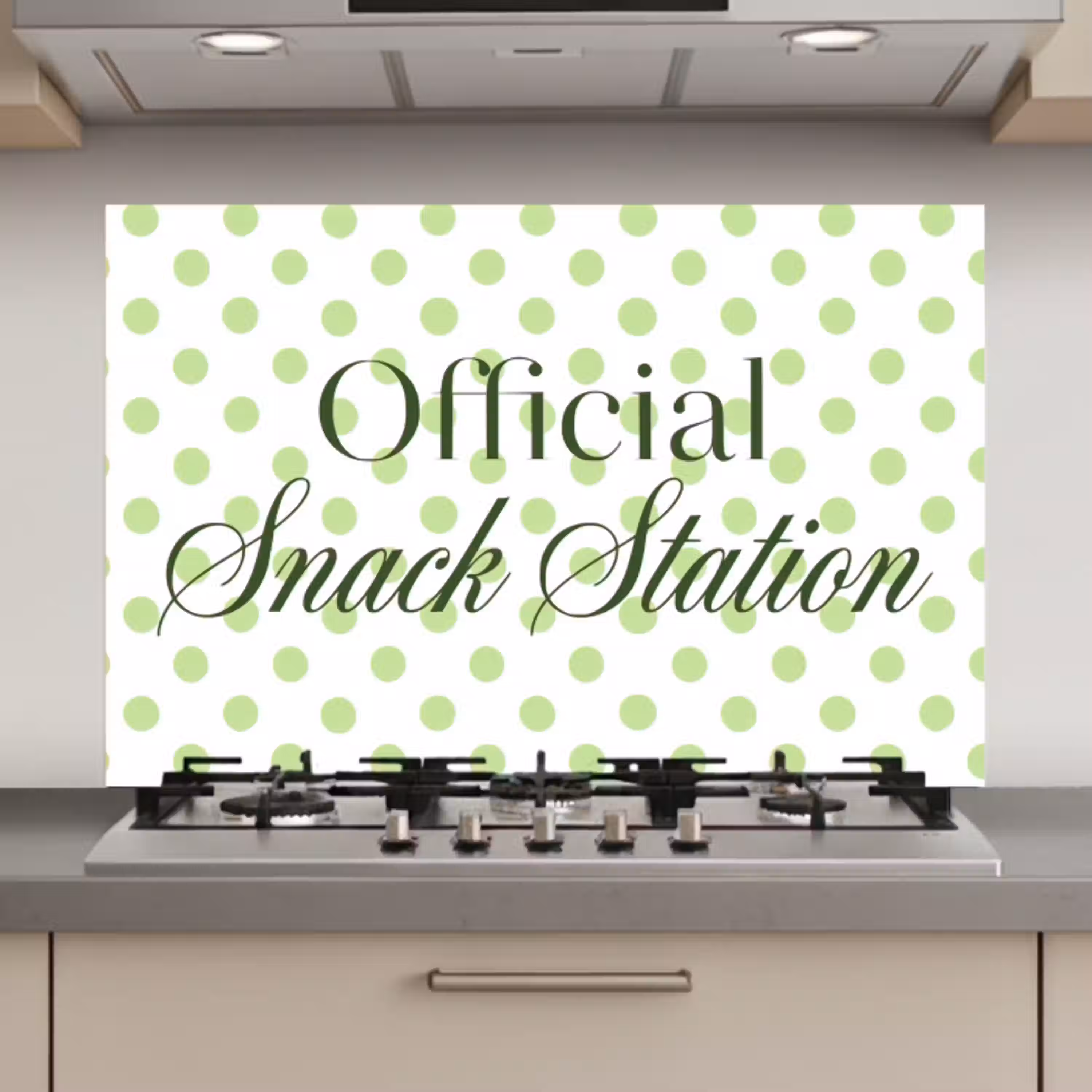 Snack Station - Groen - Stippen keuken achterwand spatscherm klein -3d_website