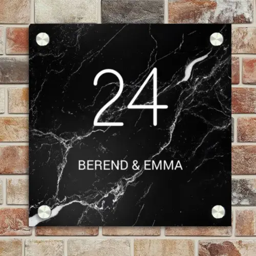 Marmer - Klassiek Naambord Vierkant klein -sfeer2