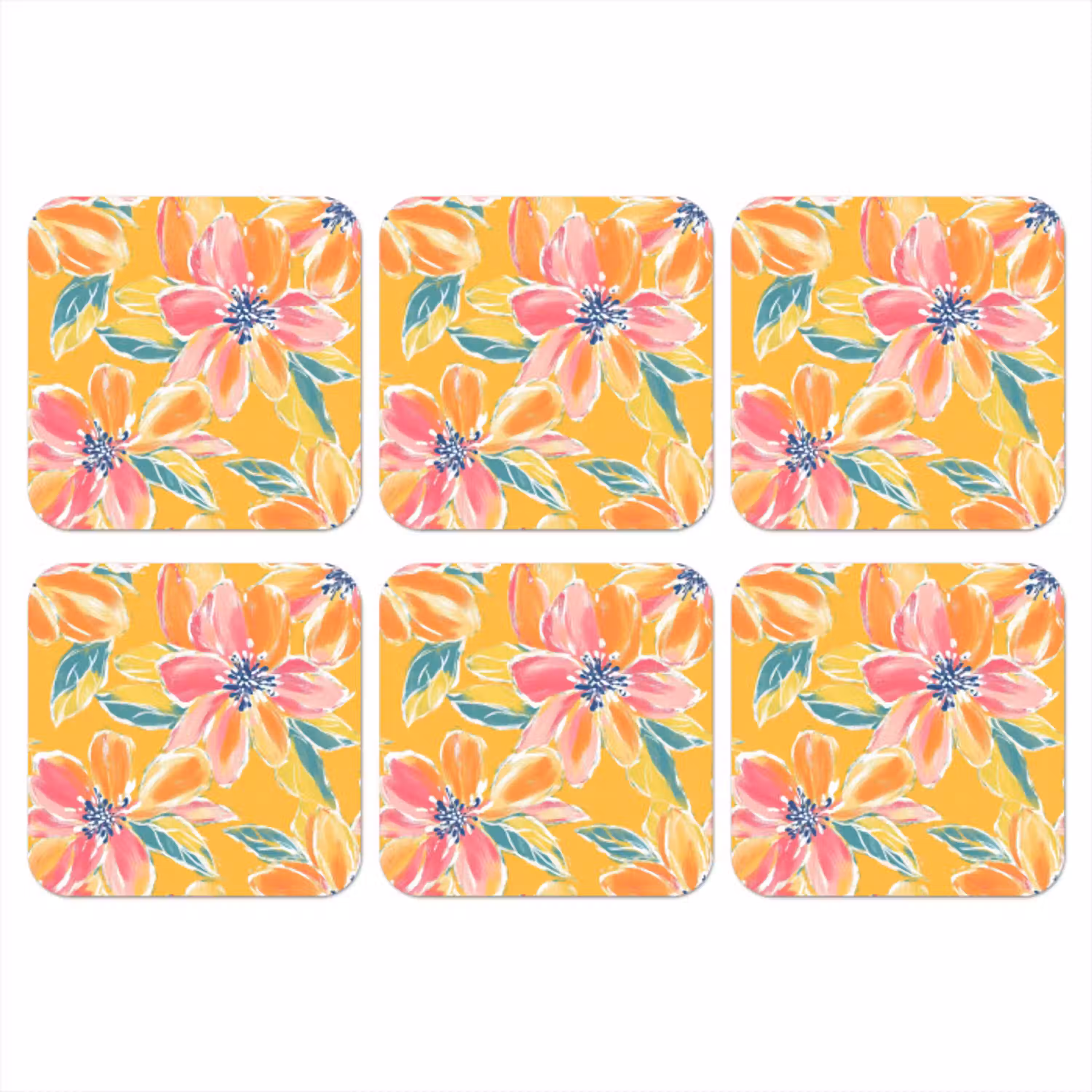 Textuur - Bloemen - Kleurrijk onderzetter kurk middel 366 -3d