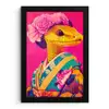 Hagedis - Bloemen - Roze - Kimono fotolijst zwart zonder passe partout klein -3d