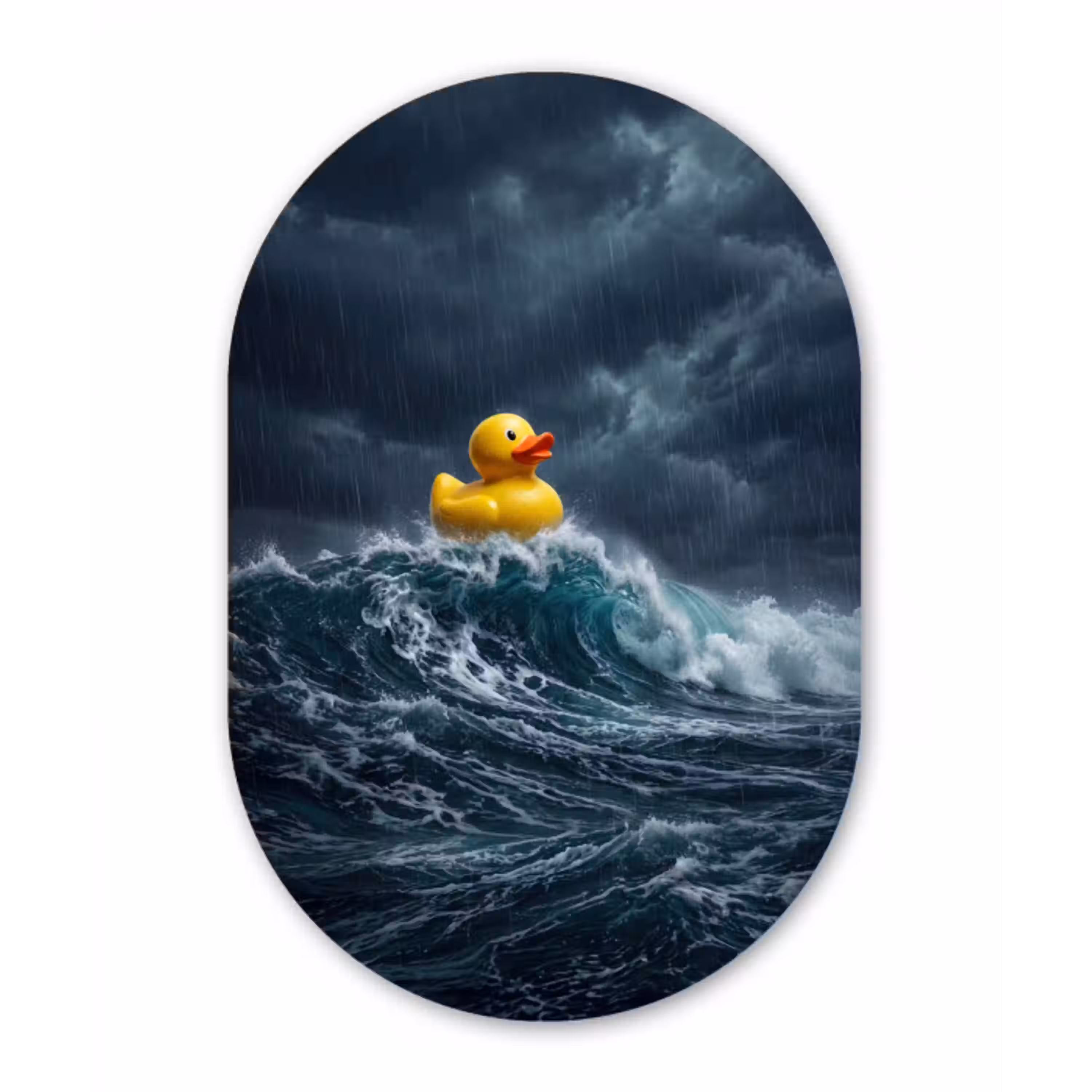 Storm - Badeend - Golven Wandcirkel Ovaal Aluminium middel -3d