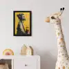 Vintage - Street art - Meisje - Masker - Geel - Banksy fotolijst zwart zonder passe partout klein -usfeer4_kinderkamer