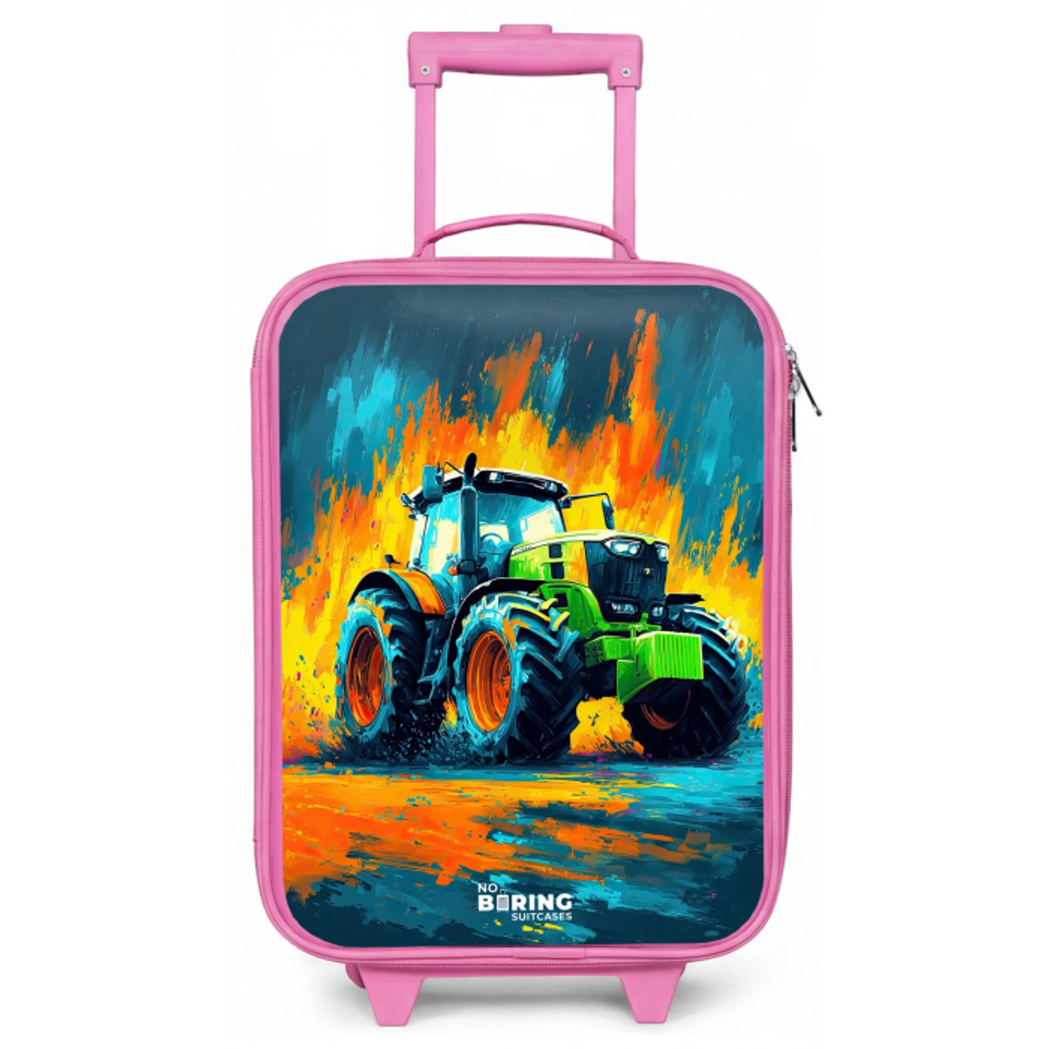 Tractor - Groen - Abstract - Penseelstreken Kinderkoffer - Roze klein -zz3dotto