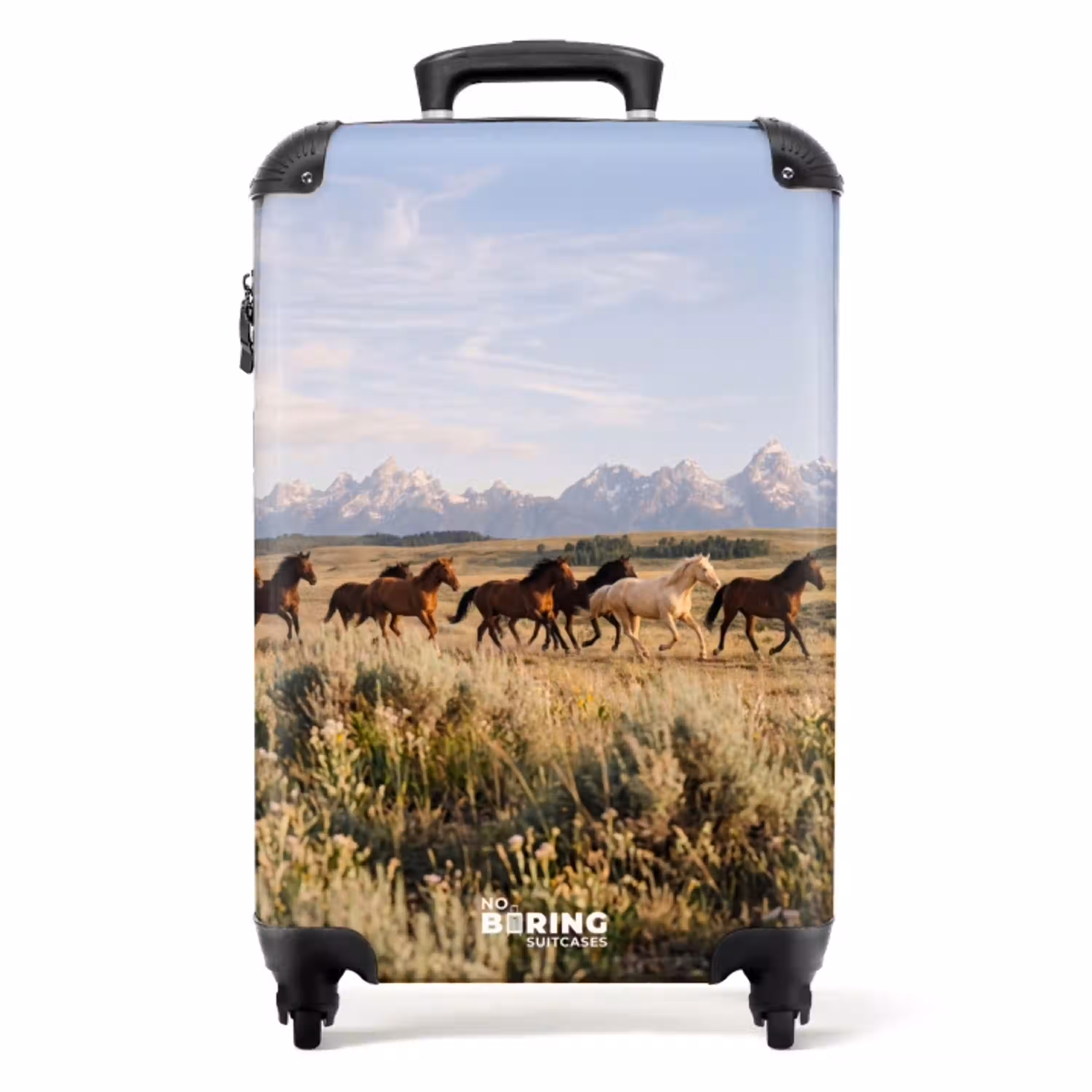 Paarden - Kudde - Bergen - Vrijheid - Wild NBS - Handbagage koffer - Volwassenen Unisex middel -productfoto_recht