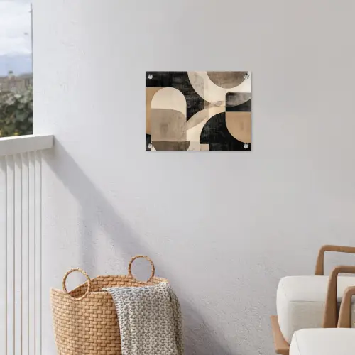 Abstract - Vormen - Modern - Beige tuinposter los doek klein -sfeer8