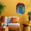 Deur - Hout - Bloemen - Blauw Wandcirkel Ovaal Forex klein -sfeer4