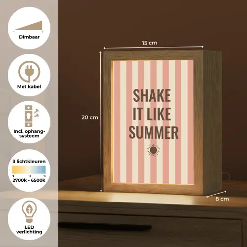 Zomer - Quote - Strepen Light Box met kabel (Tafellamp) klein -USP_NL