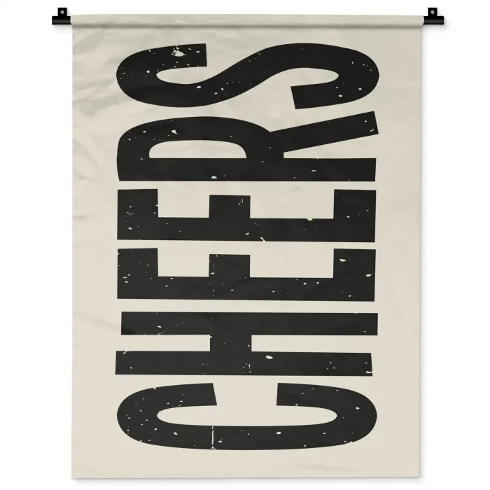 Cheers - Japandi - Zwart - Letters Wandkleed katoen klein -zz3d