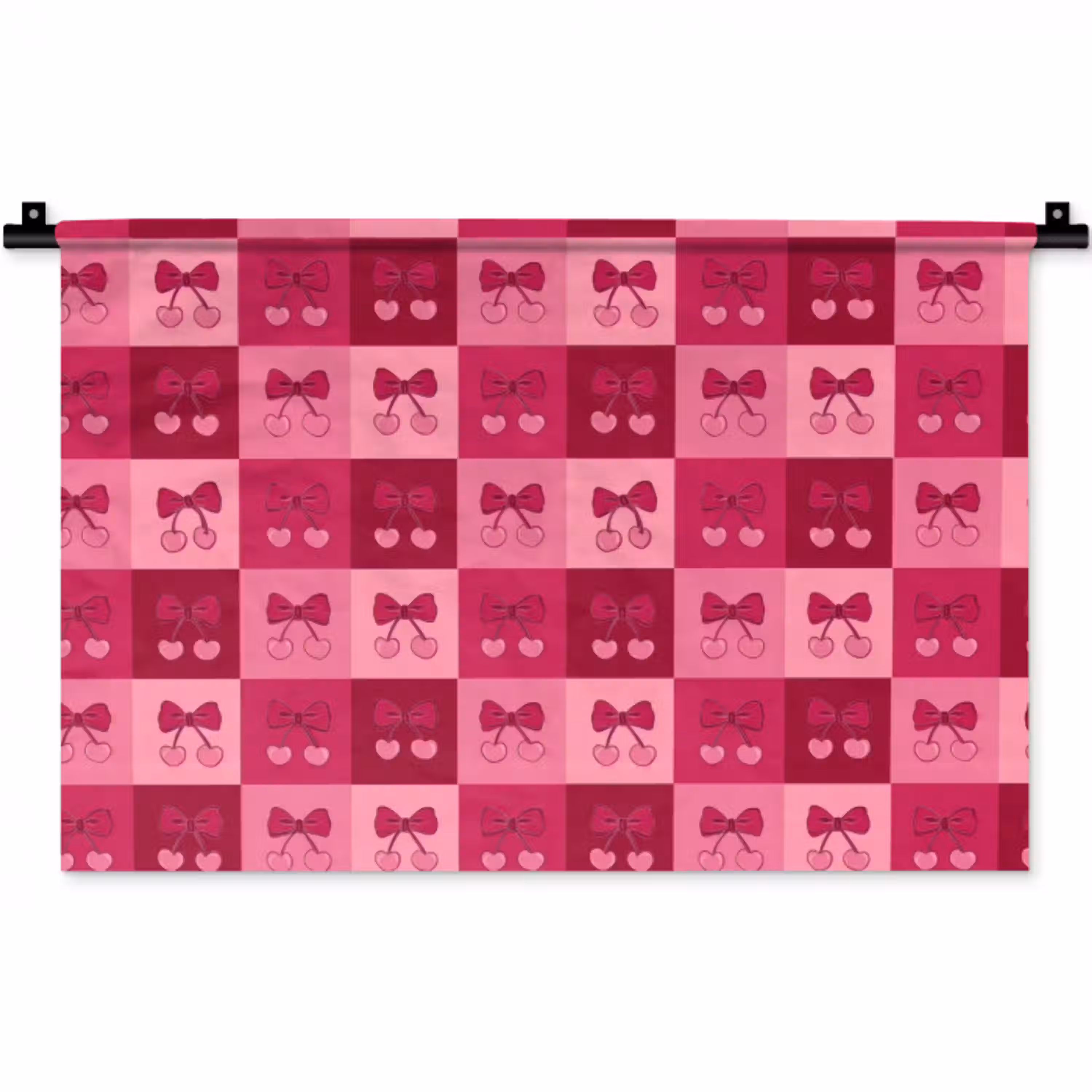 Kersen - Strikjes - Speels - Roze - Bordeaux Wandkleed katoen klein 269 -zz3d