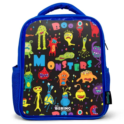 Patroon van monsters Kinderrugzak - Blauw middel -3d