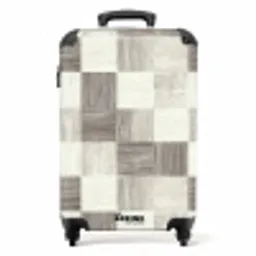 Patroon - Dambord - Houtnerf NBS - Handbagage koffer - Volwassenen Unisex middel -productfoto_recht