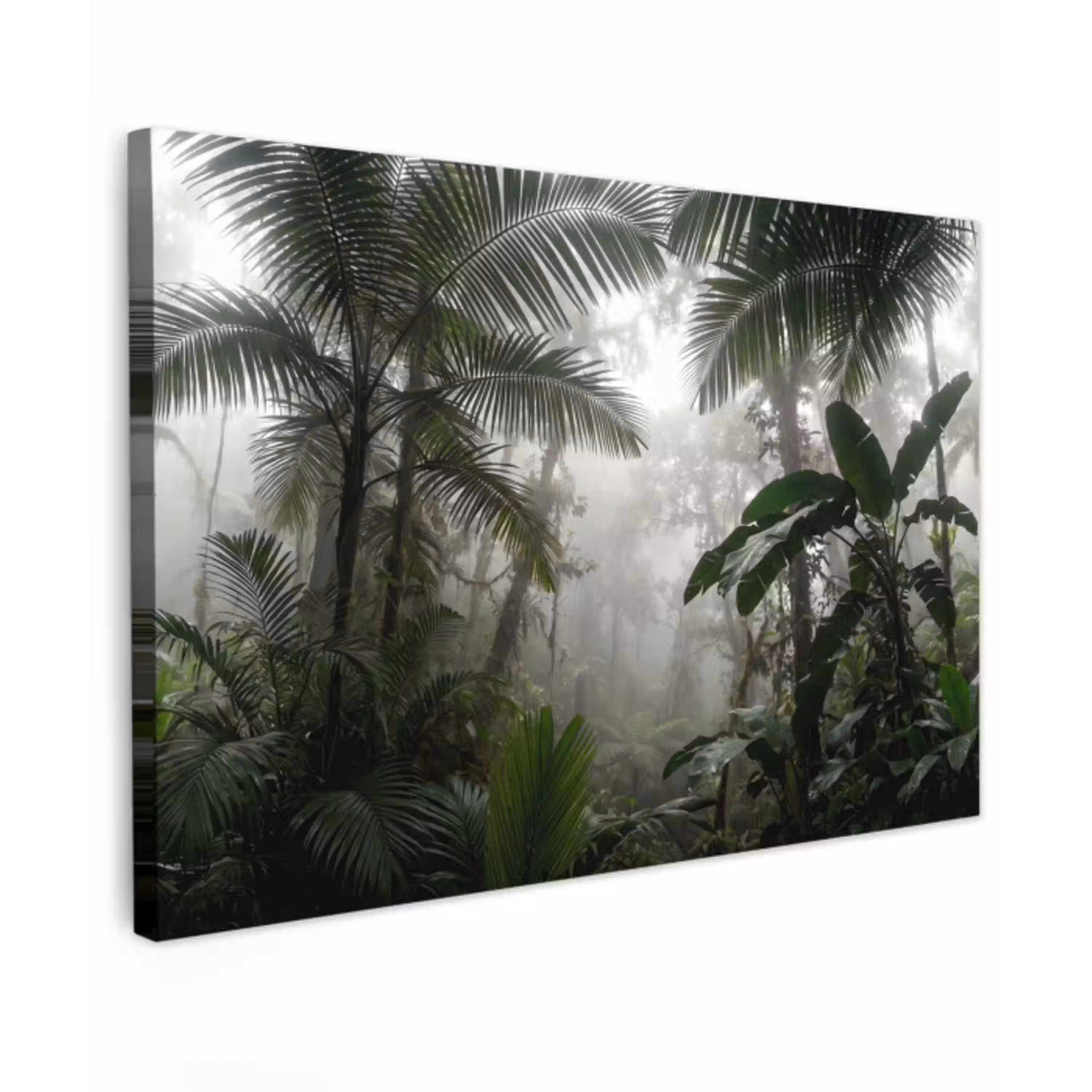 Natuur - Jungle - Mist - Groen - Bladeren Tuinposter op houten frame 2 cm dik klein -3d