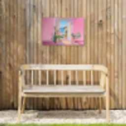 Roze - Buiten - Verf Tuinposter op houten frame 2 cm dik klein -sfeer4