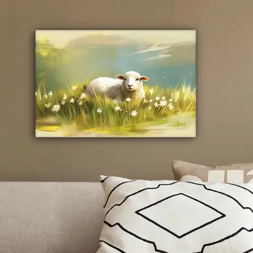 Schaap - Weide - Groen canvas 2cm klein -sfeer3