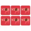 Star girl - Rood - Panter - Ster onderzetter kurk middel -3d