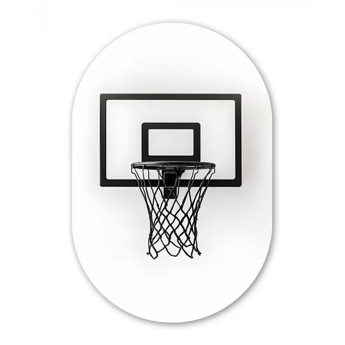 Basketbalbord - Minimalistisch - Zwart Wandcirkel Ovaal Glas middel -3d