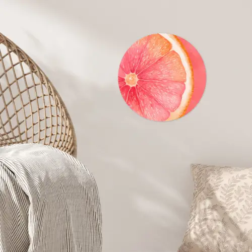 Grapefruit - Roze - Levendig Wandcirkel behangsticker klein -sfeer4