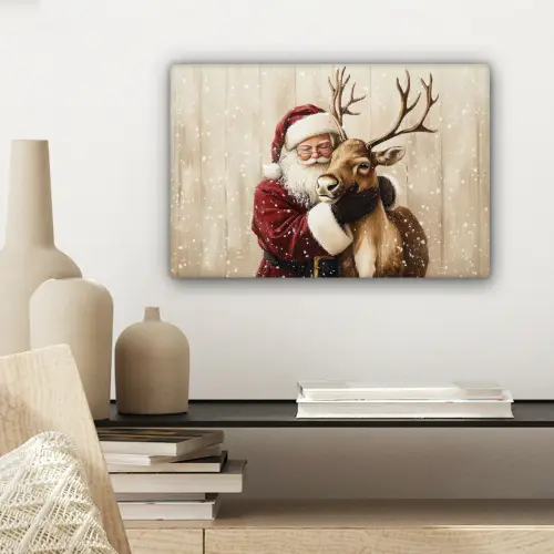 Kerstman - Rendier - Sneeuw - Kleurrijk canvas 2cm klein -sfeer6