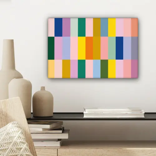 Stroken - Blauw - Patroon - Abstract canvas 2cm klein -sfeer6
