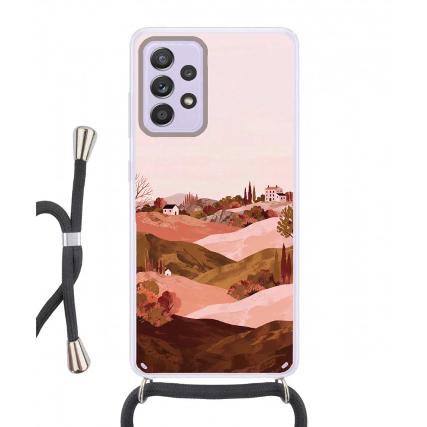 Heuvellandschap - Grafisch - Terracotta Hoesje Samsung Galaxy A52 5G met koord klein -3d