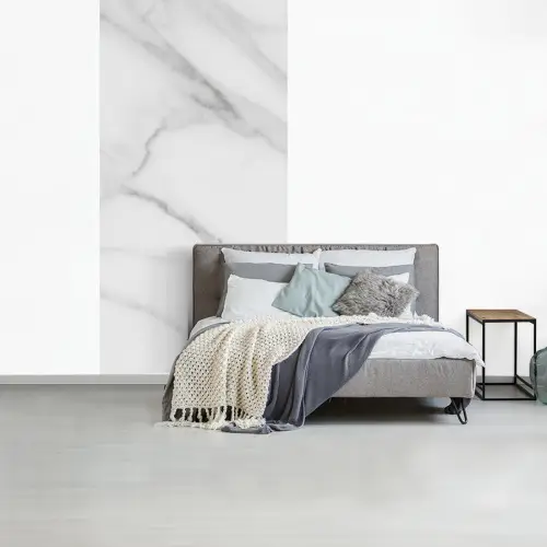 Marmer - Structuur - Wit - Grijs - Steen - Marmerlook fotobehang vinyl groot -slaapkamer