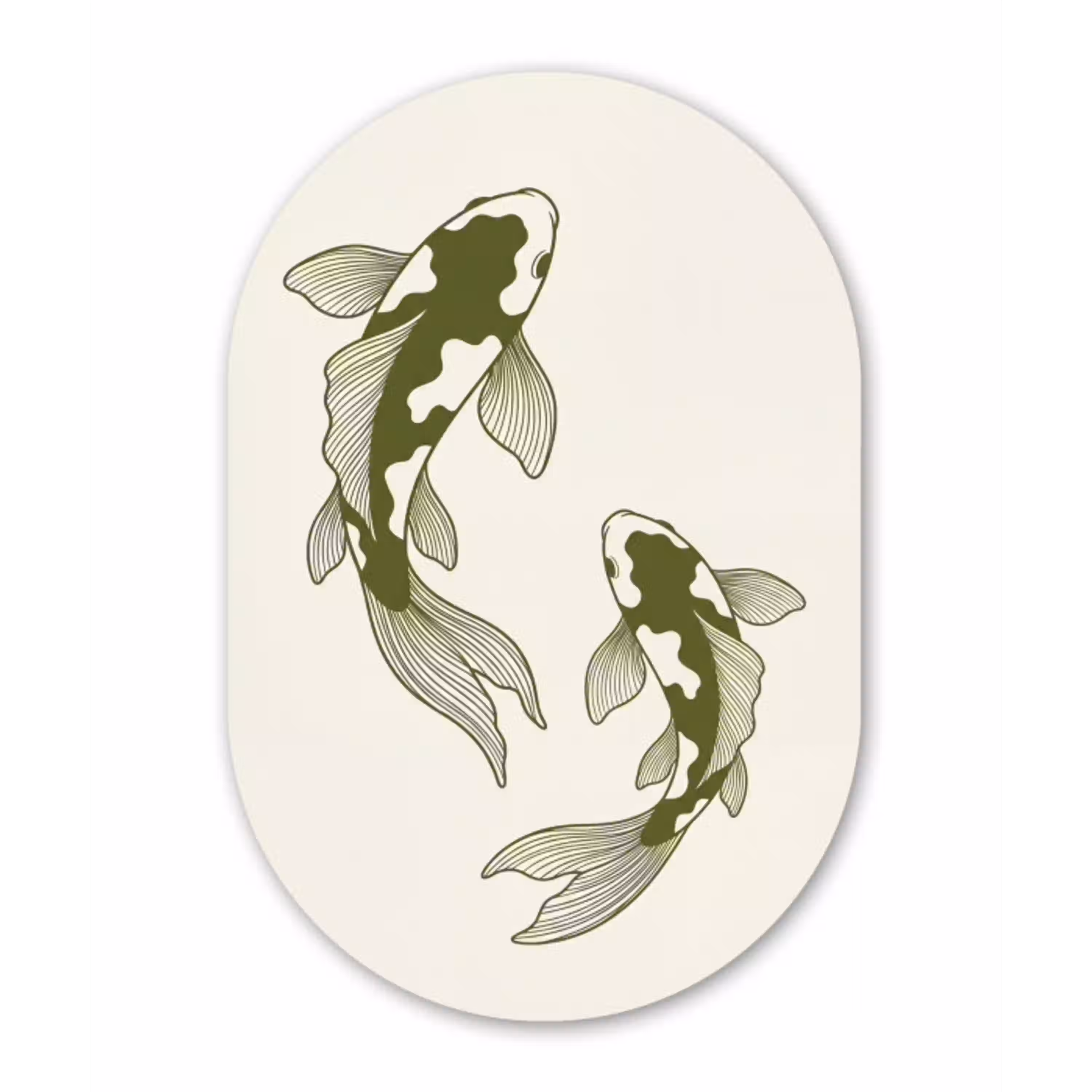 Vis - Zwemmend - Groen - Abstract - Dieren Wandcirkel Ovaal Aluminium middel -3d