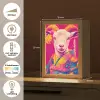 Geit - Hoorns - Kimono - Kleurrijk Light Box met kabel (Tafellamp) klein -USP_NL