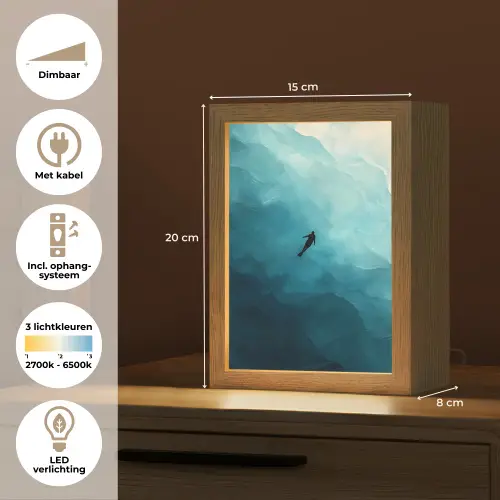 Zee - Silhouet - Abstract - Blauw Light Box met kabel (Tafellamp) klein -USP_NL