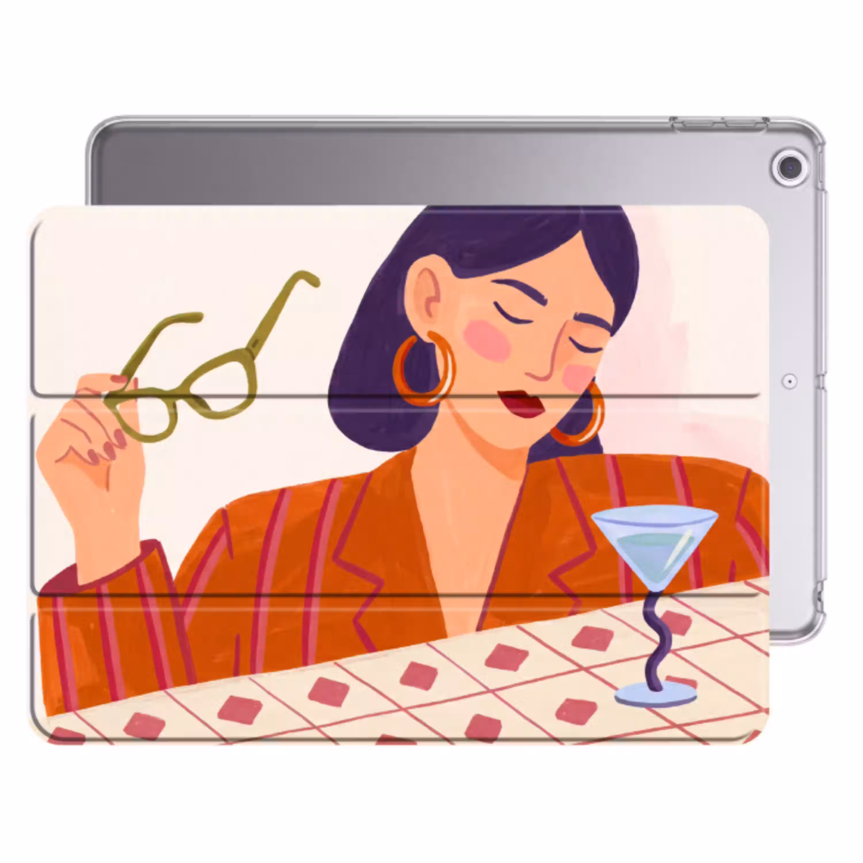 Vrouw - Bril - Cocktail - Illustratie - Modern Apple iPad 2017 middel -threedimensional_3d_global